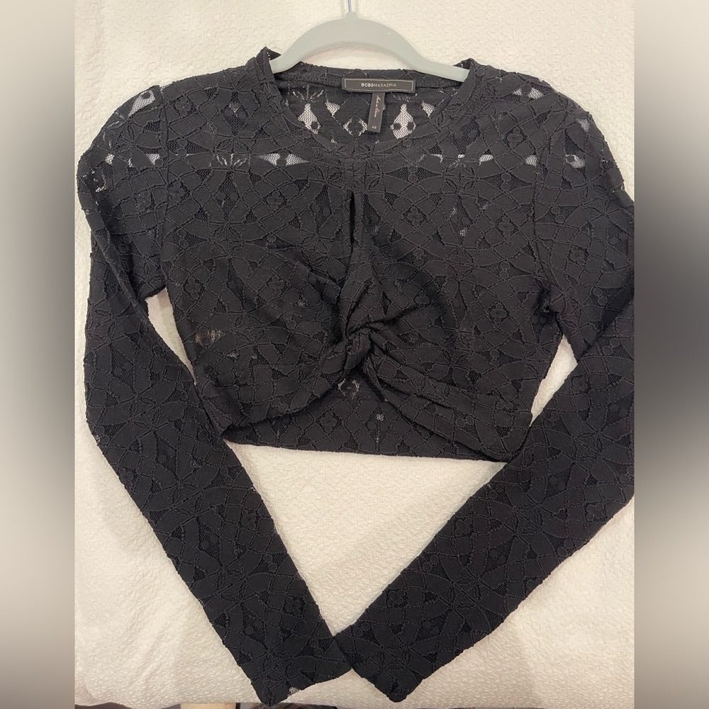 BCBG‎ long sleeve crop top lace XS